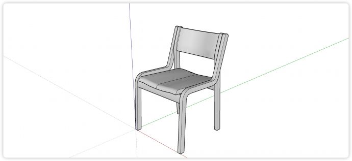 实木结构框架凳腿软垫靠背椅su模型_图1