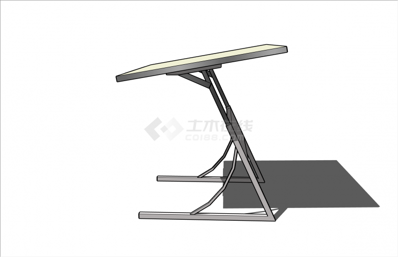 倾斜式现代方形桌子su模型-图二