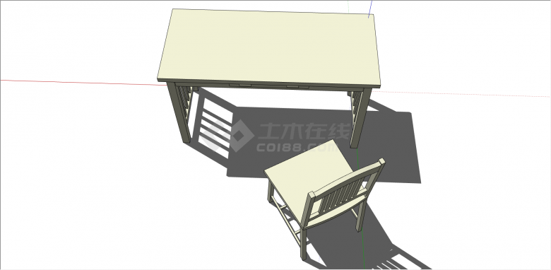 白色木制长方形居家桌su模型-图一