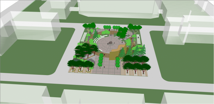 现代园林广场公园 su模型_图1