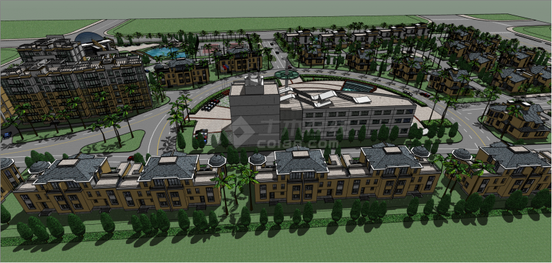 整体小区规划住宅su模型-图二