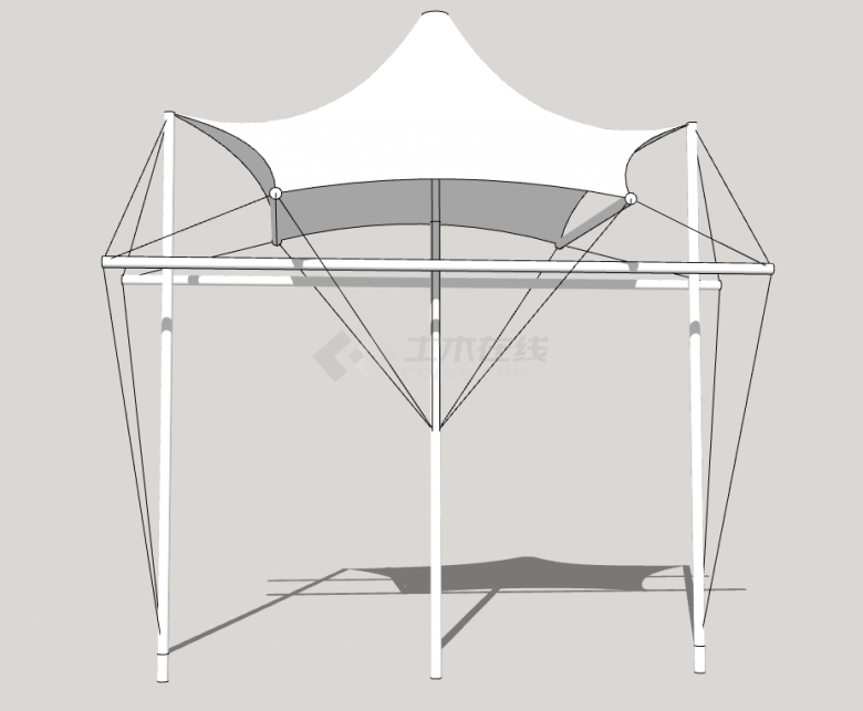 湖南公园舞台张拉膜su模型-图二