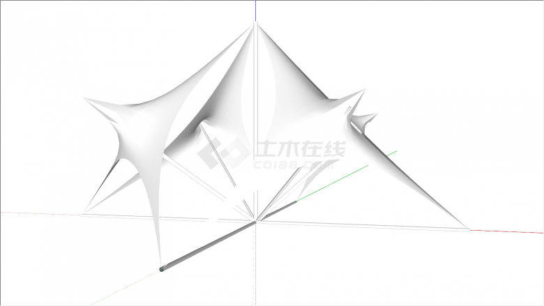 白色三角尖形张拉膜su模型-图一