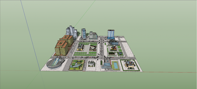 城市总体空间城市设计SU模型_图1