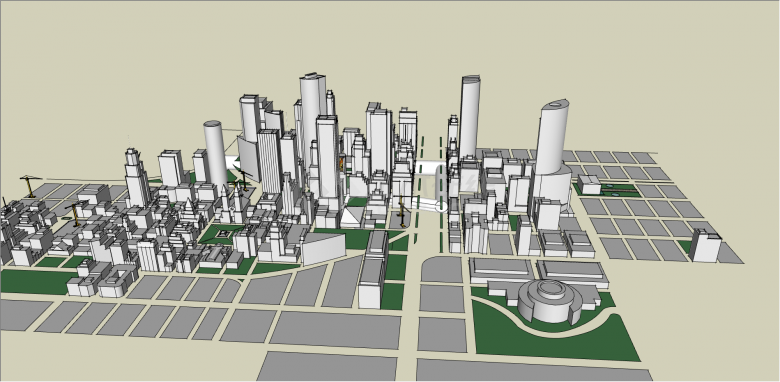 中式带绿植的城市设计su模型-图二