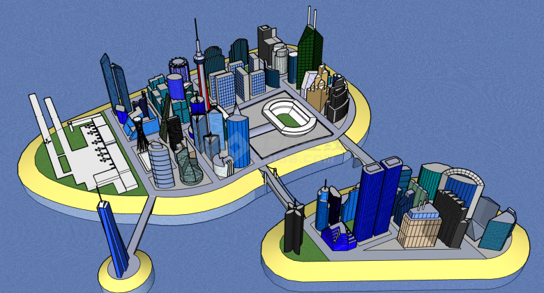 城市规划建筑全景su模型-图一