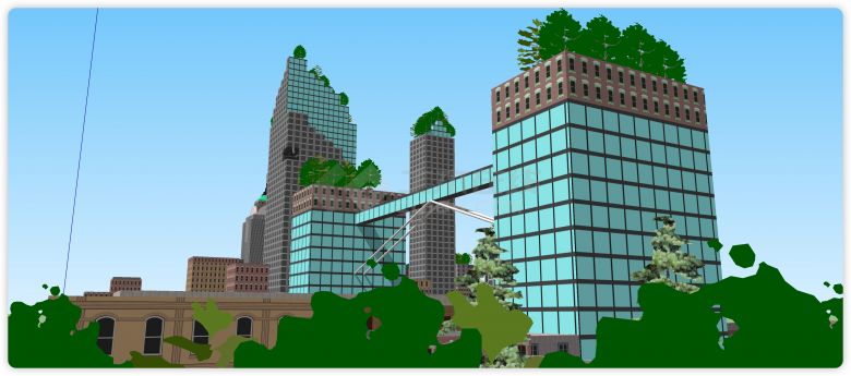摩天大楼城市规划商业综合体建筑su模型-图一