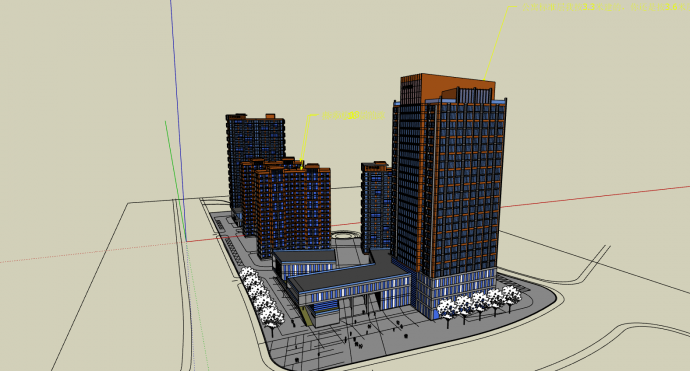 科技园高层建筑su模型_图1