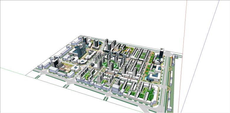 都市规划分布的小区住宅su模型-图二