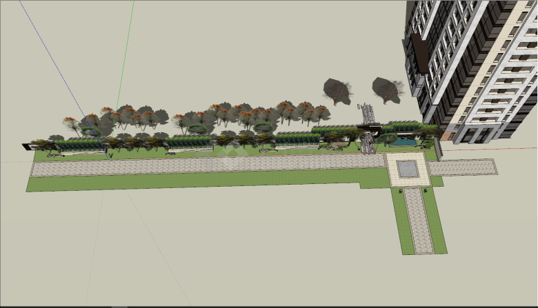 公园小道景观建筑规划设计su模型-图二