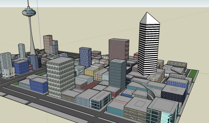 后现代高楼城市设计su模型_图1