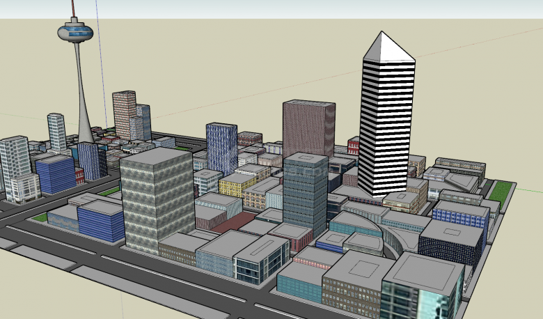 后现代高楼城市设计su模型-图一