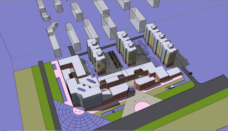 住宅小区居住区规划建筑方案su模型 -图二