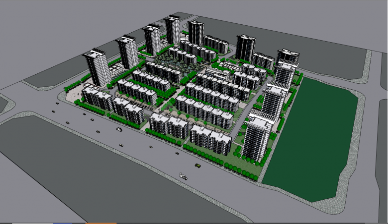 环境优美的高档的住宅小区 su模型-图二