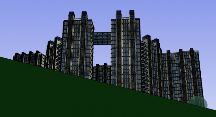 暗色高耸住宅小区居住区规划建筑方案SU模型_图1