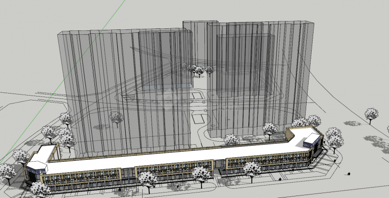 现代小区高层建筑设计su模型-图二