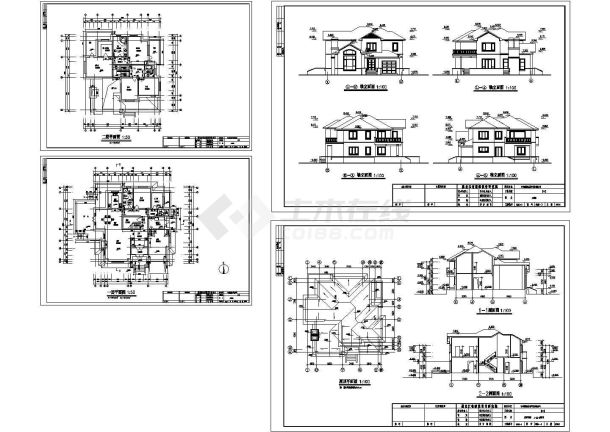 某二层框混结构欧式风格新农村住宅别墅设计cad全套建筑施工图纸（含效果图）-图一