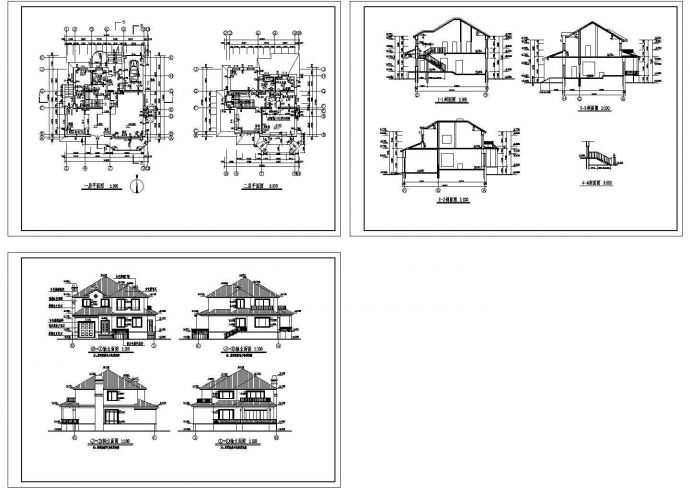 某二层砌体结构欧式风格私人小别墅设计cad全套建筑施工图纸（含效果图）_图1
