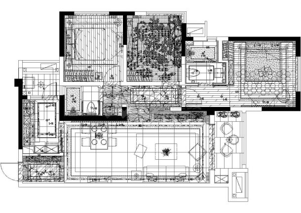国际公馆三居室样板房全套CAD施工图-图二