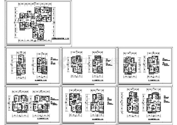 福州某住宅小区户型规划设计cad详细方案图（甲级院设计）-图一