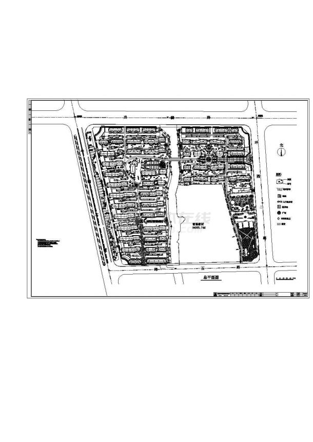 某新村（占地面积34665.74平方米）规划设计cad施工总平面图（甲级院设计）-图一