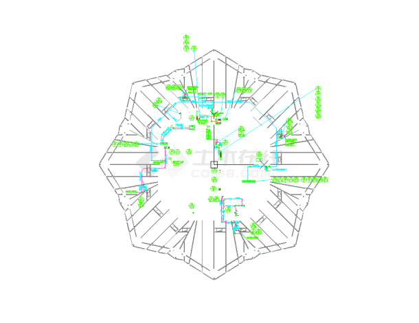 某地塔楼50-68MF层给排水平面图CAD图纸-图一