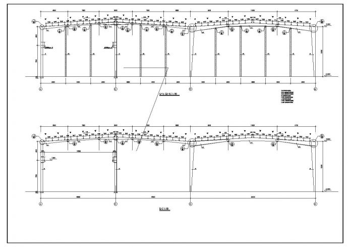 135x66m钢框架结构单层厂房结构施工布置图_图1