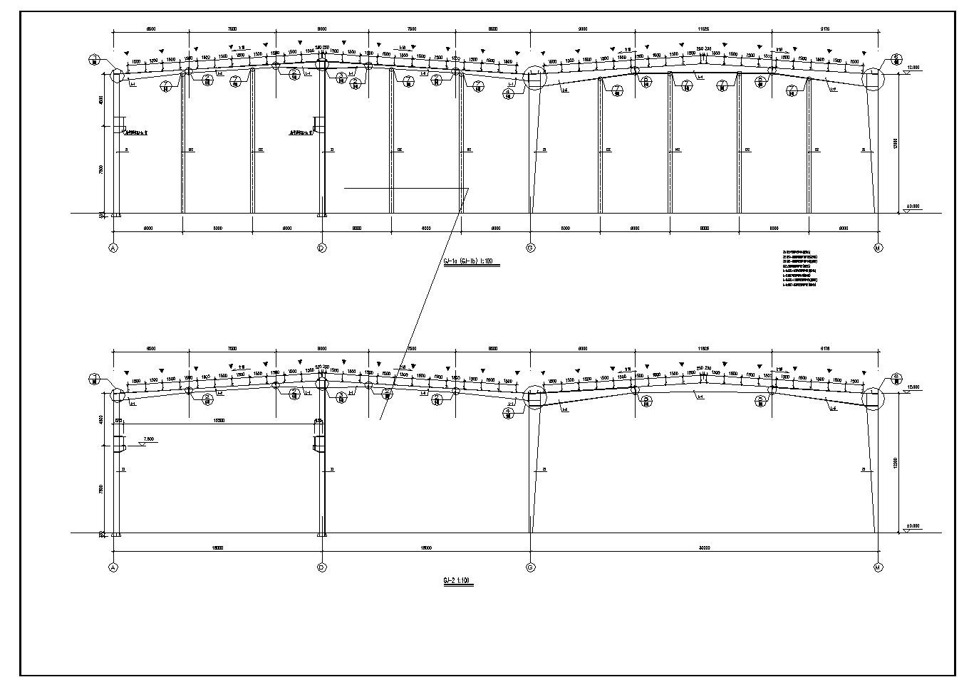 135x66m钢框架结构单层厂房结构施工布置图
