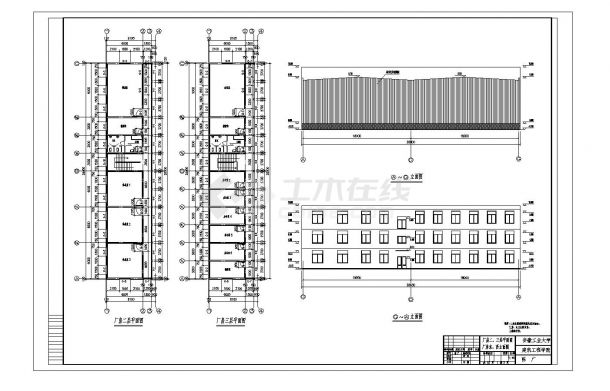 三层钢结构厂房建筑结构毕业CAD设计图-图二