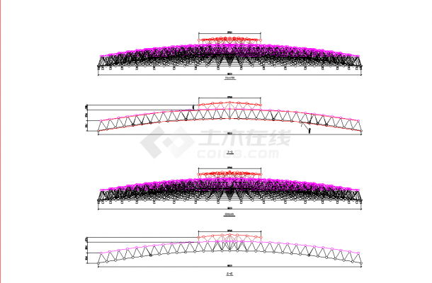 江西84米直径圆形网壳结构体育馆结构施工图CAD图纸-图一
