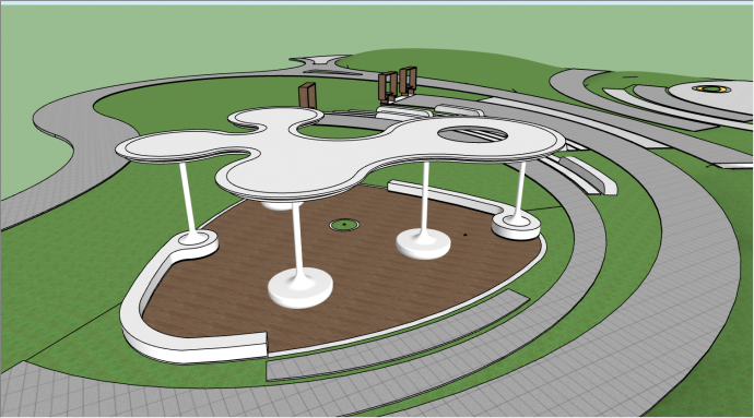 设计新颖可遮阳公园的SU模型_图1