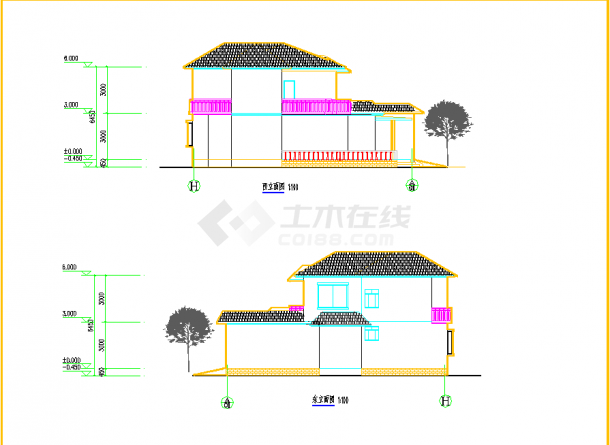 某地小别墅设计方案CAD图纸-图二