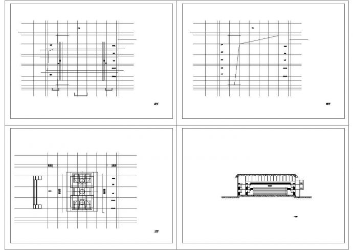 三层学校风雨操场方案设计cad图，共四张_图1