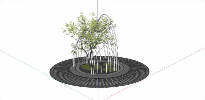 现代创意型树阵广场 su模型_图1