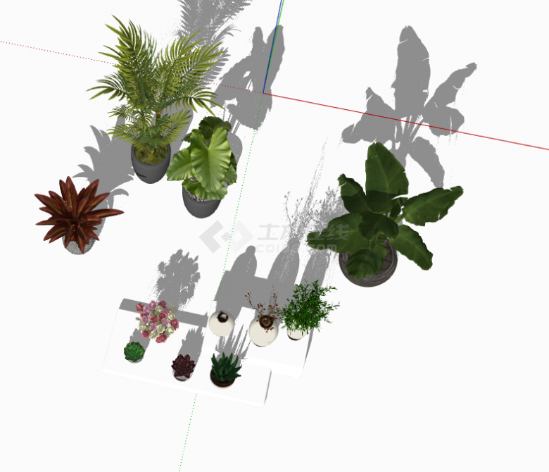各种盆栽花盆摆件组合su模型-图二