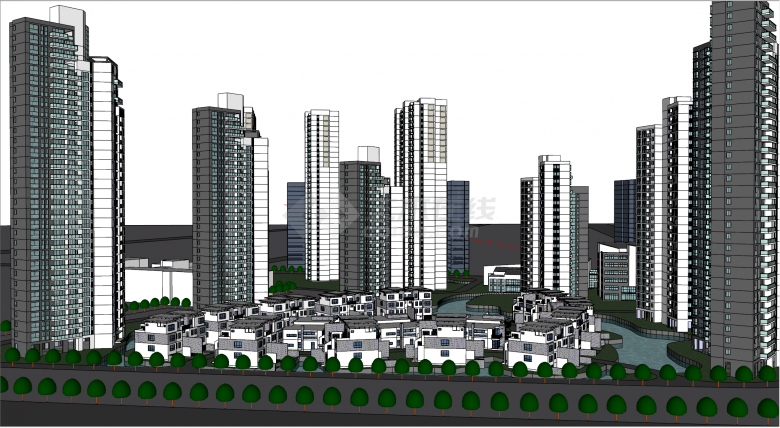 现代化高层小区住宅su模型-图二