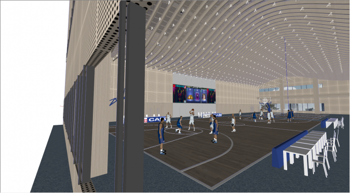 现代高层室内体育篮球馆su模型_图1