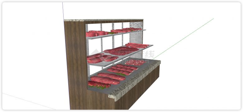 新鲜肉类货架市场生鲜果蔬货架su模型-图二