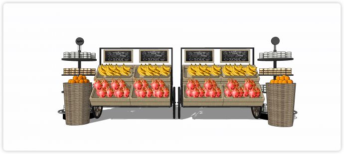 木箱子水果货架生鲜果蔬货架su模型_图1