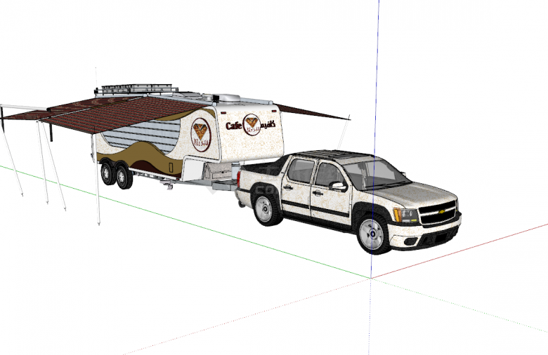 现代大型折叠露营车房车su模型-图二