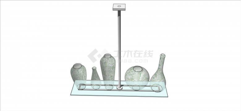 中式古典陶罐办公空间灯具su模型-图一