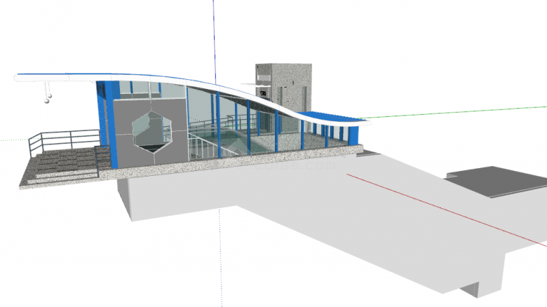 带自动上下扶梯的地铁出入口su模型-图二