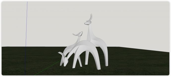 三个绵羊动物雕塑su模型_图1