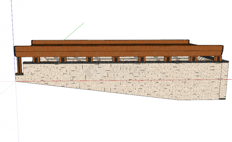 顶部是木头的地铁出入口su模型-图二