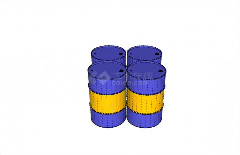 四个紫色圆桶机器设备组合su模型-图二