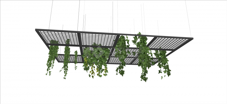 工业风绿植装饰吊顶天花板su模型-图一