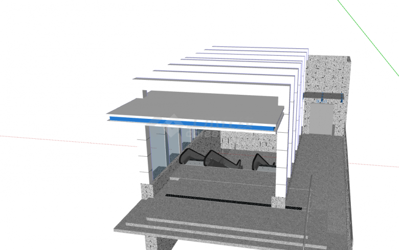 灰白现代地铁出入口su模型-图一