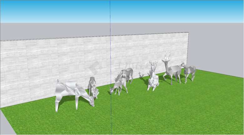 现代公园多样式鹿雕塑su模型-图二