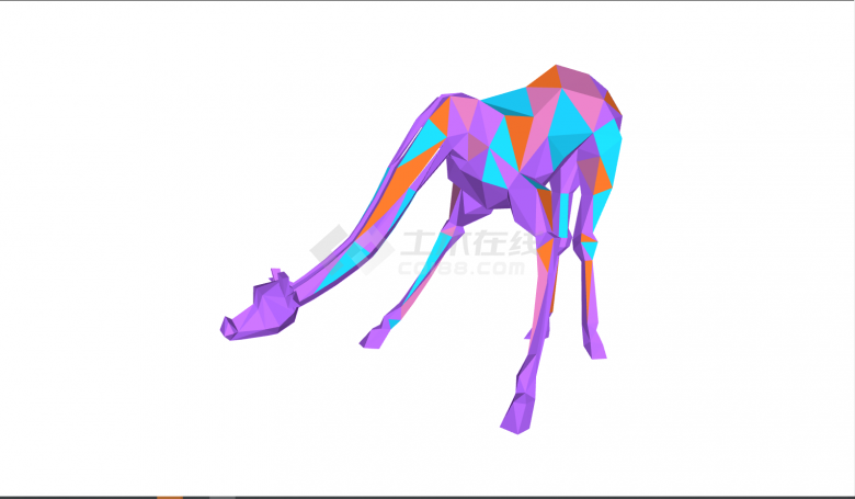 彩色长颈鹿雕塑小品su模型-图一
