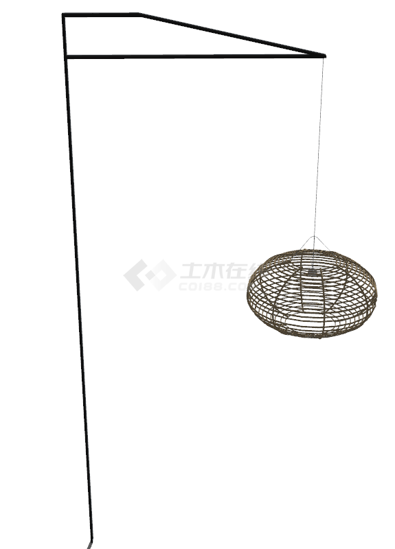 现代简易的竹笼吊灯su模型-图二